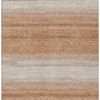 10' X 14' Copper And Beige Abstract Washable Indoor Outdoor Area Rug