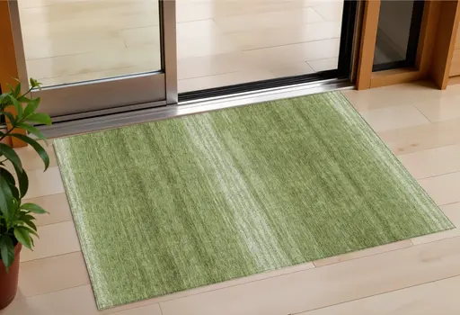 3' X 5' Green And Ivory Abstract Washable Indoor Outdoor Area Rug