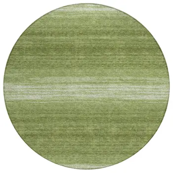 8' Green And Ivory Round Abstract Washable Indoor Outdoor Area Rug