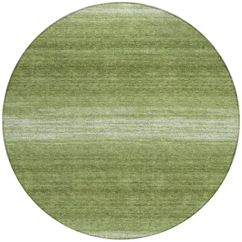 8' Green And Ivory Round Abstract Washable Indoor Outdoor Area Rug