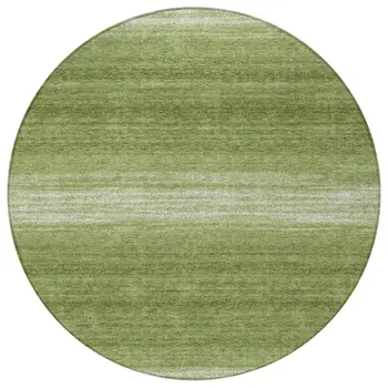 8' Green And Ivory Round Abstract Washable Indoor Outdoor Area Rug