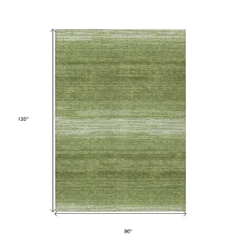 8' X 10' Green And Ivory Abstract Washable Indoor Outdoor Area Rug