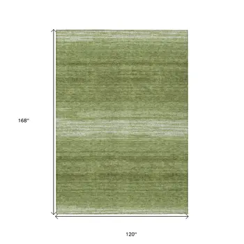 10' X 14' Green And Ivory Abstract Washable Indoor Outdoor Area Rug