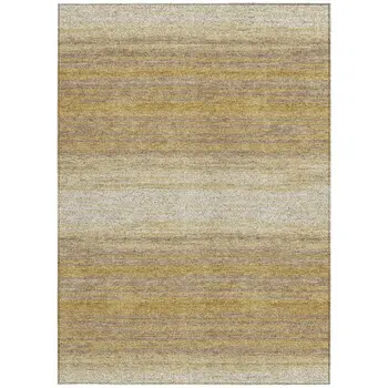 3' X 5' Gold And Beige Abstract Washable Indoor Outdoor Area Rug