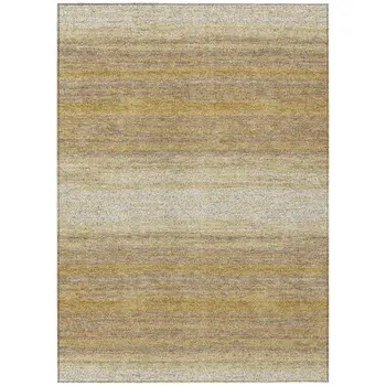 8' X 10' Gold And Beige Abstract Washable Indoor Outdoor Area Rug