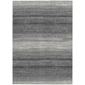 3' X 5' Gray And Charcoal Abstract Washable Indoor Outdoor Area Rug