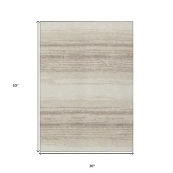 3' X 5' Ivory And Beige Abstract Washable Indoor Outdoor Area Rug