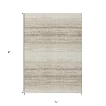 5' X 8' Ivory And Beige Abstract Washable Indoor Outdoor Area Rug