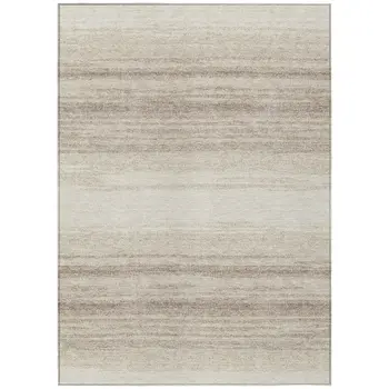 5' X 8' Ivory And Beige Abstract Washable Indoor Outdoor Area Rug