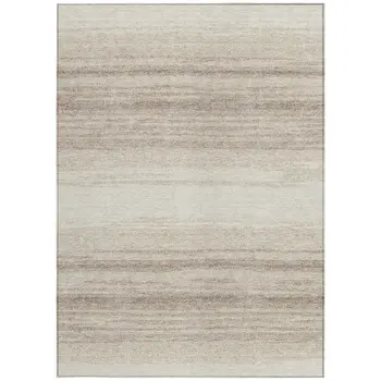 9' X 12' Ivory And Beige Abstract Washable Indoor Outdoor Area Rug