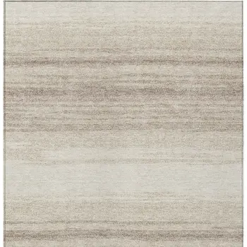 9' X 12' Ivory And Beige Abstract Washable Indoor Outdoor Area Rug