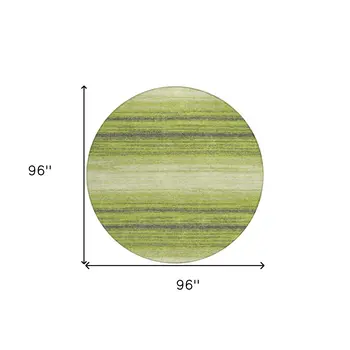 8' Lime Green Ivory And Black Round Abstract Washable Indoor Outdoor Area Rug