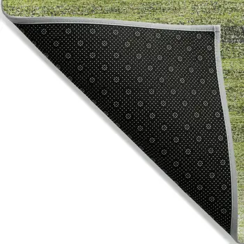 10' X 14' Lime Green Ivory And Black Abstract Washable Indoor Outdoor Area Rug