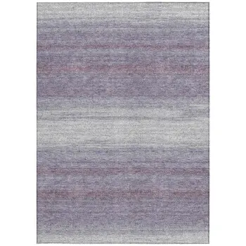 5' X 8' Lavender And Ivory Abstract Washable Indoor Outdoor Area Rug