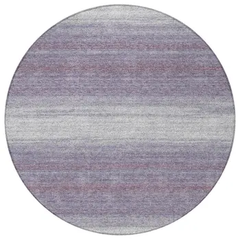 8' Lavender And Ivory Round Abstract Washable Indoor Outdoor Area Rug