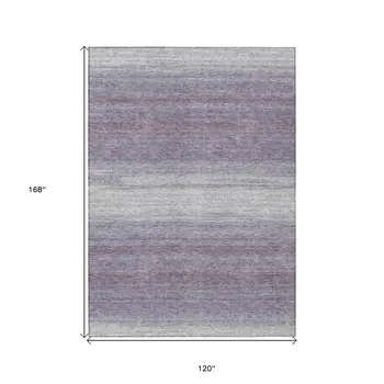 10' X 14' Lavender And Ivory Abstract Washable Indoor Outdoor Area Rug
