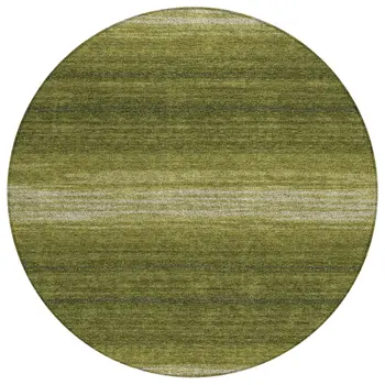 8' Olive Green And Beige Round Abstract Washable Indoor Outdoor Area Rug