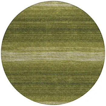 8' Olive Green And Beige Round Abstract Washable Indoor Outdoor Area Rug