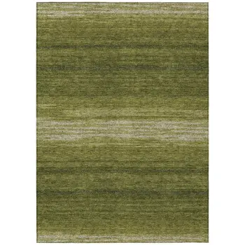 8' X 10' Olive Green And Beige Abstract Washable Indoor Outdoor Area Rug