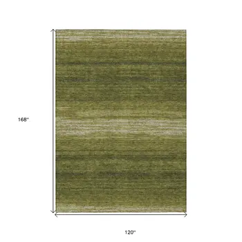 10' X 14' Olive Green And Beige Abstract Washable Indoor Outdoor Area Rug