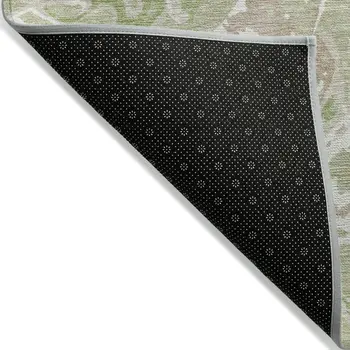 10' X 14' Artichoke Green And Ivory Abstract Washable Indoor Outdoor Area Rug