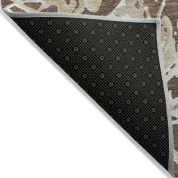 8' X 10' Brown Beige And Ivory Abstract Washable Indoor Outdoor Area Rug
