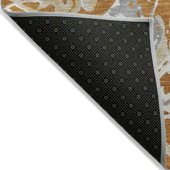 3' X 5' Copper Gray And Ivory Abstract Washable Indoor Outdoor Area Rug
