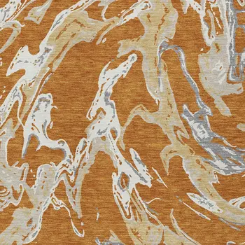 9' X 12' Copper Gray And Ivory Abstract Washable Indoor Outdoor Area Rug