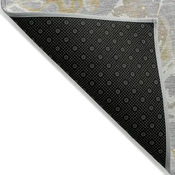 10' X 14' Gray Ivory And Gold Abstract Washable Indoor Outdoor Area Rug