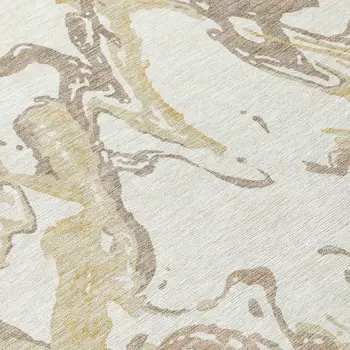 8' X 10' Ivory Gold And Brown Abstract Washable Indoor Outdoor Area Rug