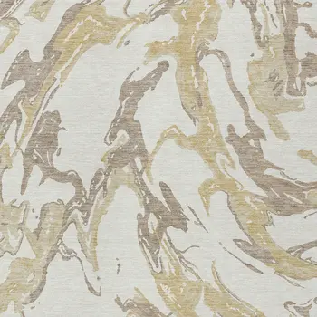 10' X 14' Ivory Gold And Brown Abstract Washable Indoor Outdoor Area Rug