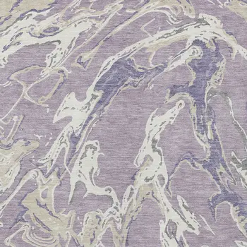 10' X 14' Lavender And Ivory Abstract Washable Indoor Outdoor Area Rug