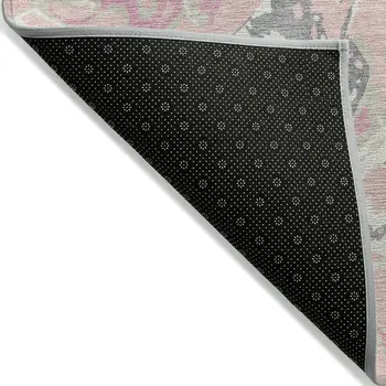 9' X 12' Pink Gray And Ivory Abstract Washable Indoor Outdoor Area Rug