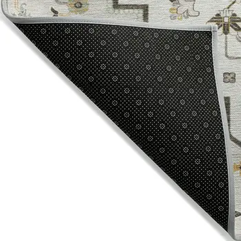 9' X 12' Ivory And Brown Oriental Washable Indoor Outdoor Area Rug