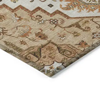 8' X 10' Terra Cotta Beige And Brown Oriental Washable Indoor Outdoor Area Rug