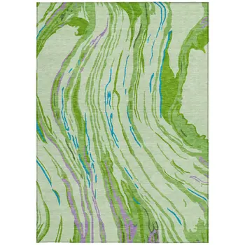 3' X 5' Green Teal Blue And Purple Abstract Washable Indoor Outdoor Area Rug