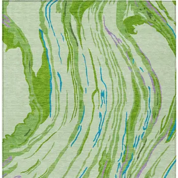 3' X 5' Green Teal Blue And Purple Abstract Washable Indoor Outdoor Area Rug
