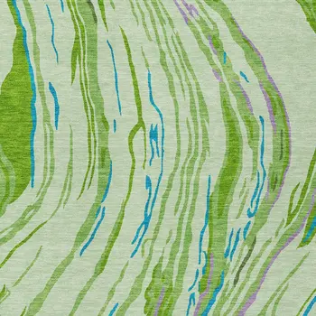 10' X 14' Green Teal Blue And Purple Abstract Washable Indoor Outdoor Area Rug