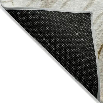 8' X 10' Ivory Beige And Brown Abstract Washable Indoor Outdoor Area Rug