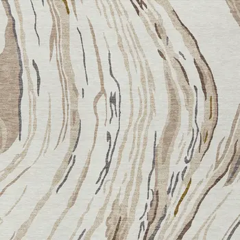 10' X 14' Ivory Beige And Brown Abstract Washable Indoor Outdoor Area Rug