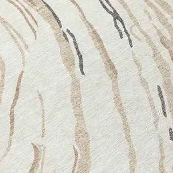 10' X 14' Ivory Beige And Brown Abstract Washable Indoor Outdoor Area Rug