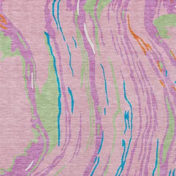 8' X 10' Pink Green And Teal Blue Abstract Washable Indoor Outdoor Area Rug