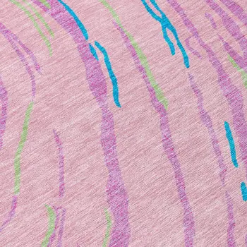 10' X 14' Pink Green And Teal Blue Abstract Washable Indoor Outdoor Area Rug