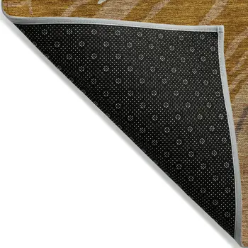 5' X 8' Brown Gold And Copper Abstract Washable Indoor Outdoor Area Rug