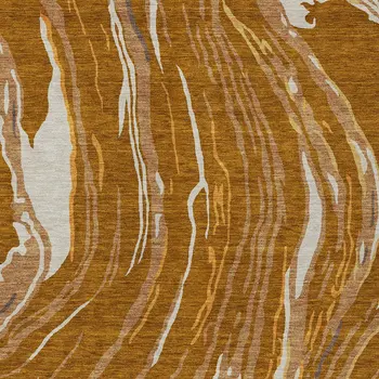 8' X 10' Brown Gold And Copper Abstract Washable Indoor Outdoor Area Rug