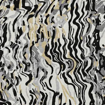 5' X 8' Black Gray And Ivory Abstract Washable Indoor Outdoor Area Rug