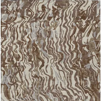 3' X 5' Brown Beige And Gray Abstract Washable Indoor Outdoor Area Rug