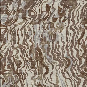 3' X 5' Brown Beige And Gray Abstract Washable Indoor Outdoor Area Rug
