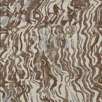 9' X 12' Brown Beige And Gray Abstract Washable Indoor Outdoor Area Rug
