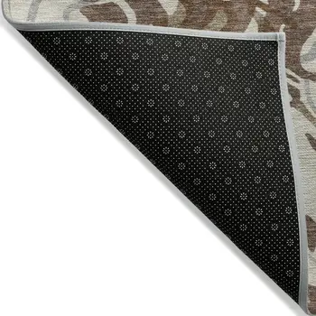 10' X 14' Brown Beige And Gray Abstract Washable Indoor Outdoor Area Rug